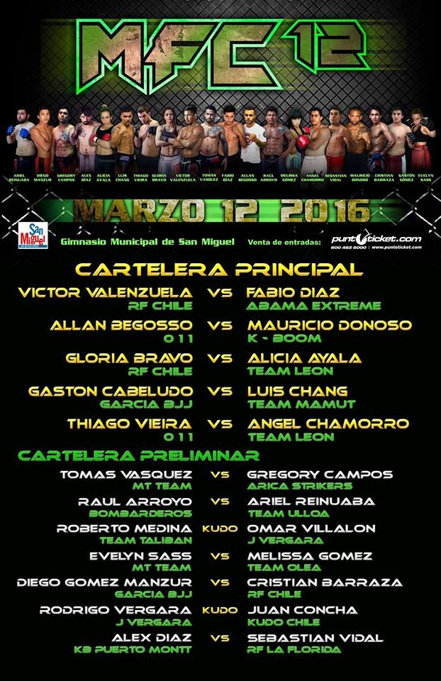 Gimnasio de San Miguel acogerá una nueva edición de Artes Marciales Mixtas MFC 12