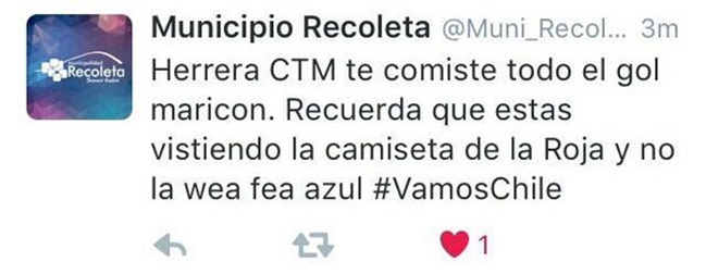 Municipio de Recoleta debió pedir disculpas por ofensivo tuit contra Johnny Herrera
