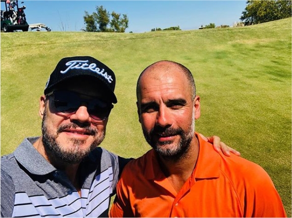 Josep Guardiola jugó golf con Marcelo Tinelli en Buenos Aires