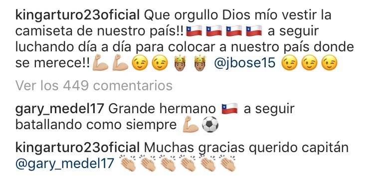 Arturo Vidal replicó saludo de Gary Medel: Muchas gracias, querido capitán