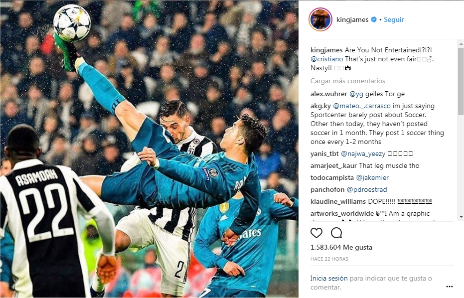 El “Rey” LeBron James le rindió pleitesía a Cristiano Ronaldo y su chilena