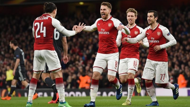 Arsenal goleó a CSKA con tantos de Aaron Ramsey y Alexandre Lacazette