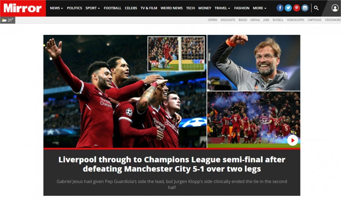 Prensa inglesa: Guardiola vio en rojo cómo el City fue sacado de la Champions