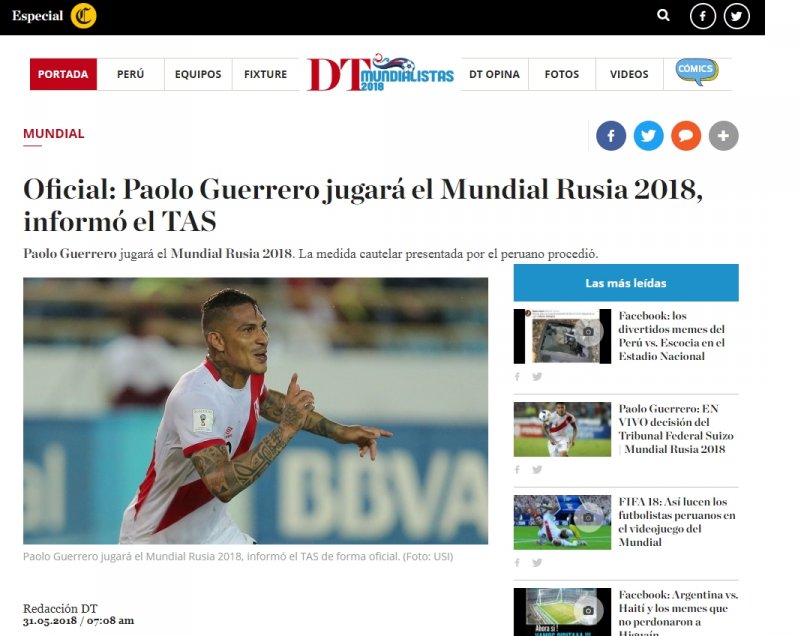 ¡Lo celebra Perú entero! La reacción de la prensa peruana tras la habilitación a Paolo Guerrero