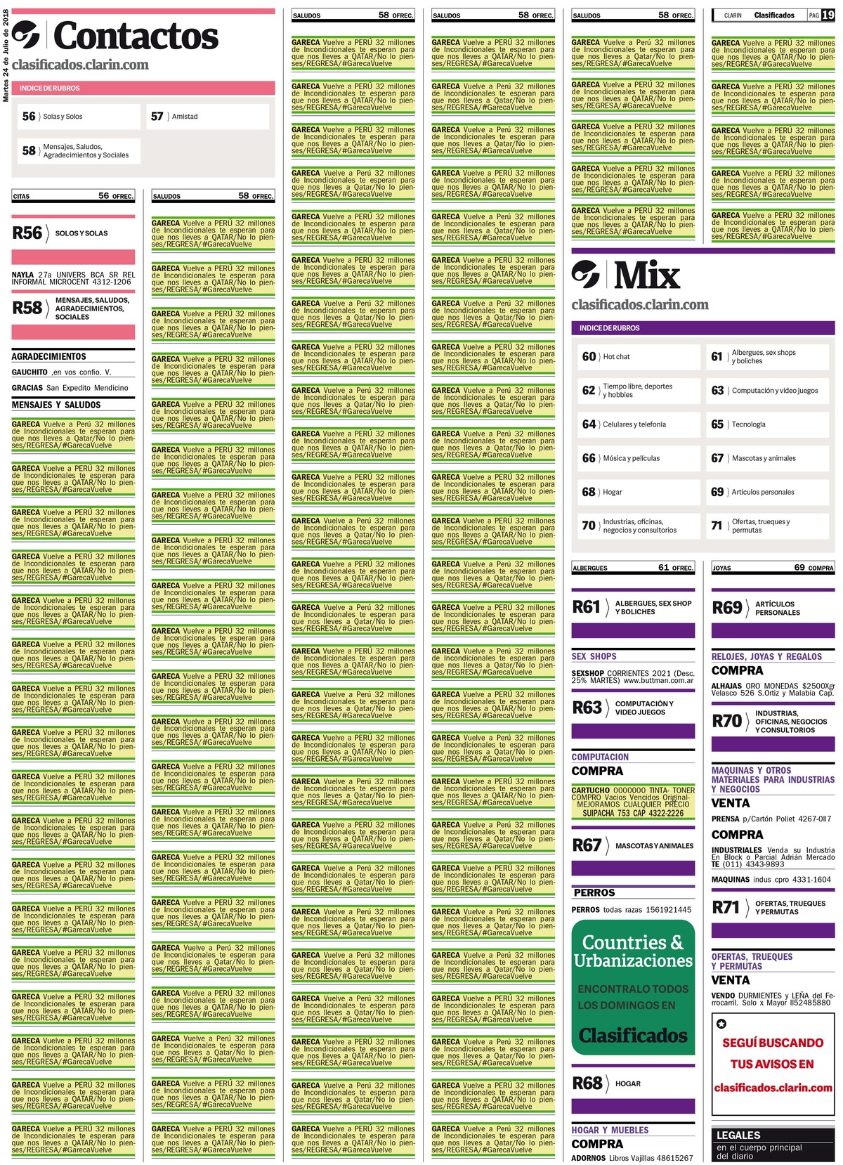 Hincha peruano pagó 100 avisos clasificados para pedirle a Gareca que siga en la selección