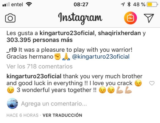 El agradecimiento de Lewandowski a Vidal: “¡Fue un placer jugar contigo, guerrero!”