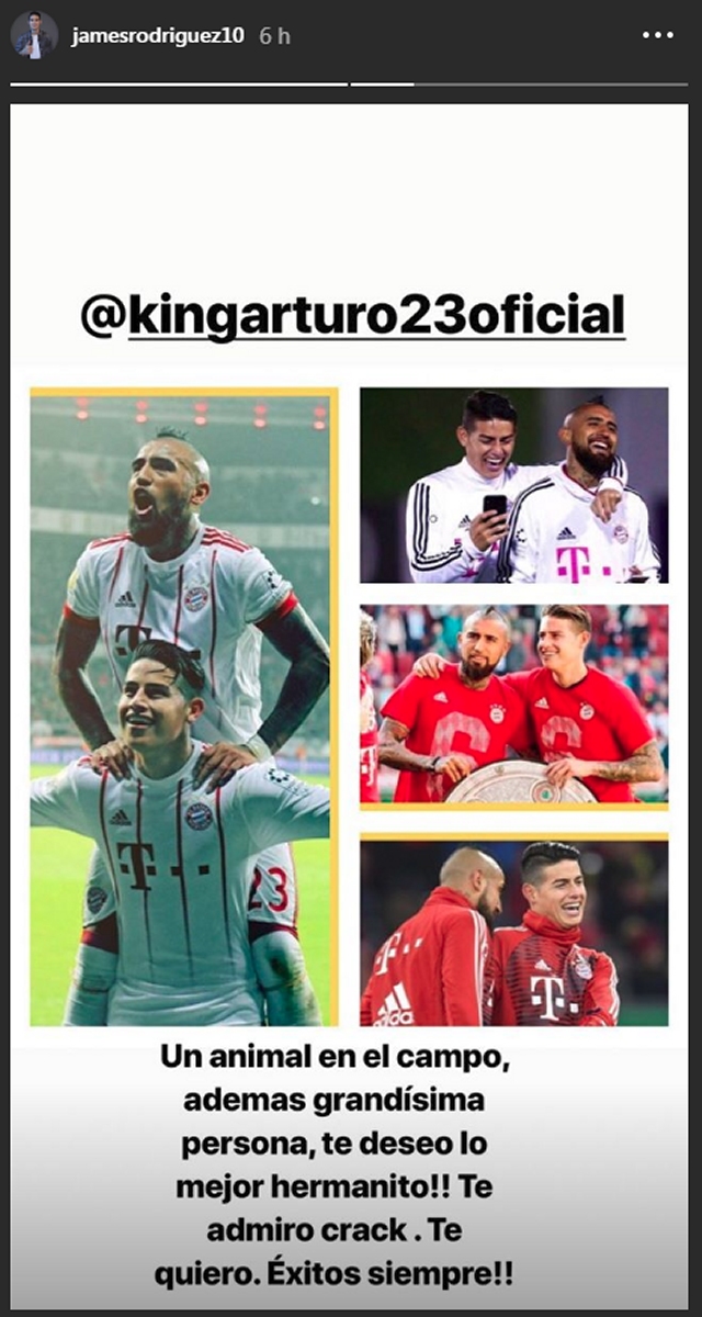 James Rodríguez lideró emotivas despedidas de jugadores de Bayern Munich a Arturo Vidal