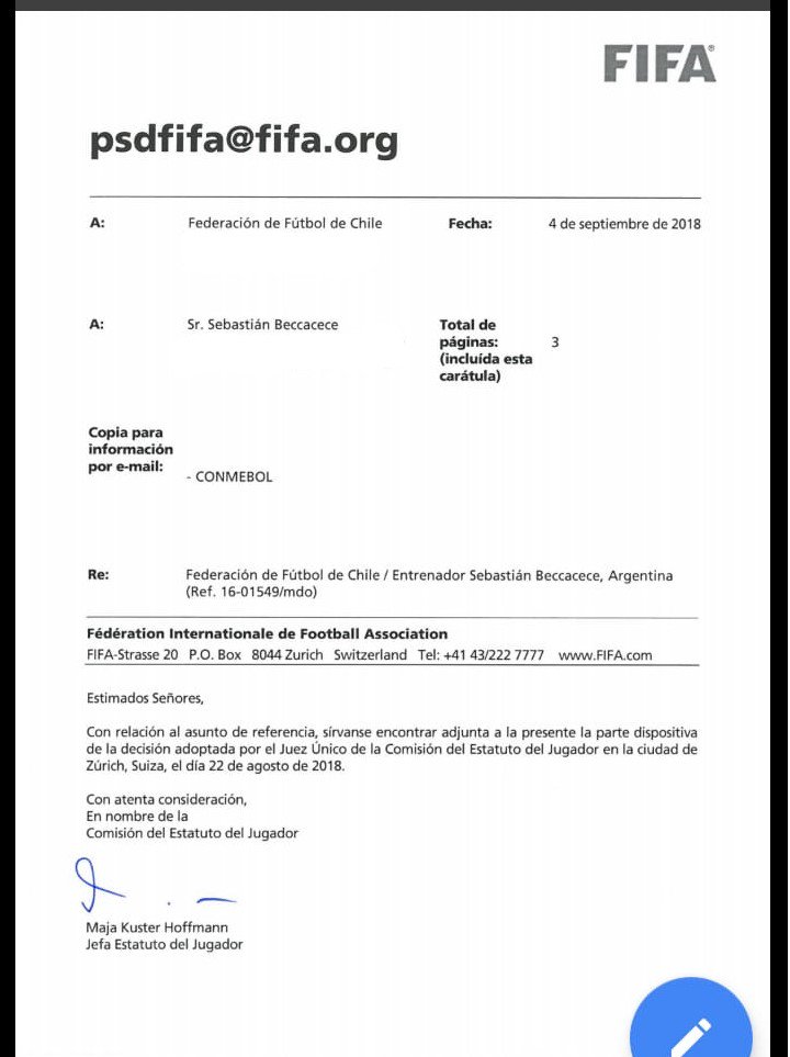 La FIFA rechazó demanda de la ANFP contra Sebastián Beccacece