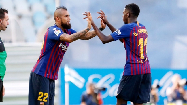 Arturo Vidal demostró su alegría tras el triunfo de FC Barcelona ante Real Sociedad