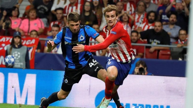 Antoine Griezmann firmó un doblete en victoria de Atlético sobre Club Brujas en la Champions
