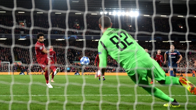 Salah anotó un doblete en Champions y llegó a 50 goles con la camiseta de Liverpool