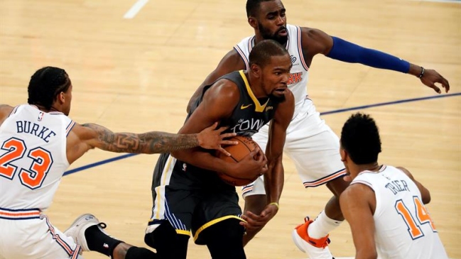 Kevin Durant fue la estrella en el triunfo de Golden State Warriors sobre New York Knicks