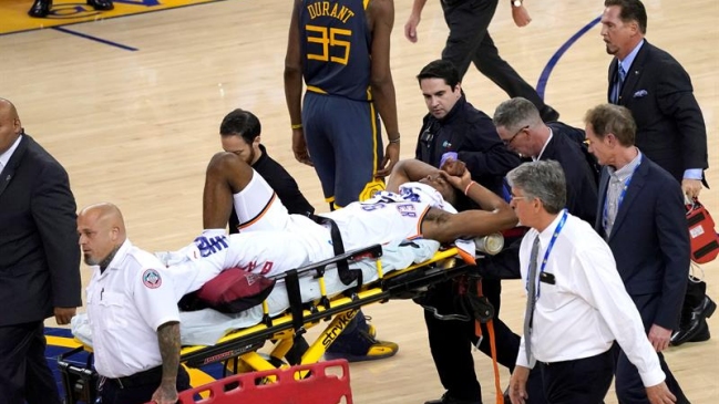 Jugador de Oklahoma City sufrió una escalofriante lesión en duelo ante los Golden State Warriors