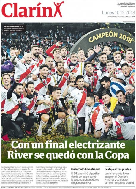 River Plate se tomó las portadas de los diarios argentinos
