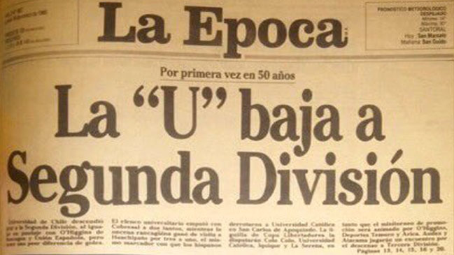 El recuerdo a 30 años del descenso de Universidad de Chile