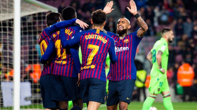 Arturo Vidal jugó un partidazo y Barcelona derrotó a Levante para avanzar en la Copa del Rey