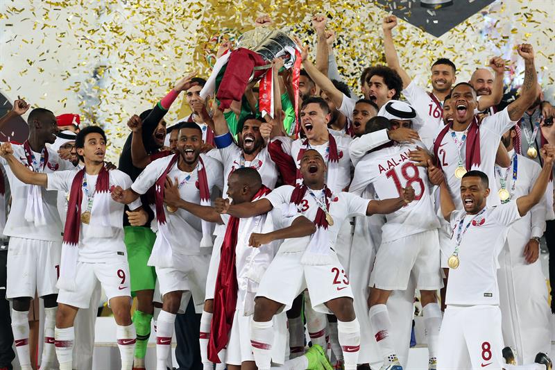 El festejo de Qatar como campeón de la Copa Asia tras derrotar a Japón