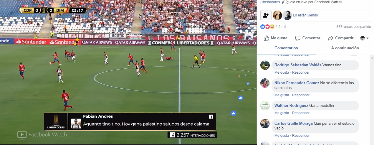 Transmisión por Facebook de la Copa Libertadores tuvo un aplaudido debut