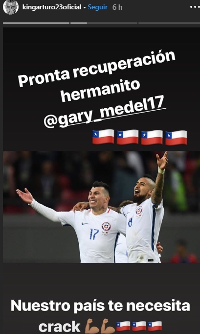 El mensaje de ánimo de Arturo Vidal a Gary Medel