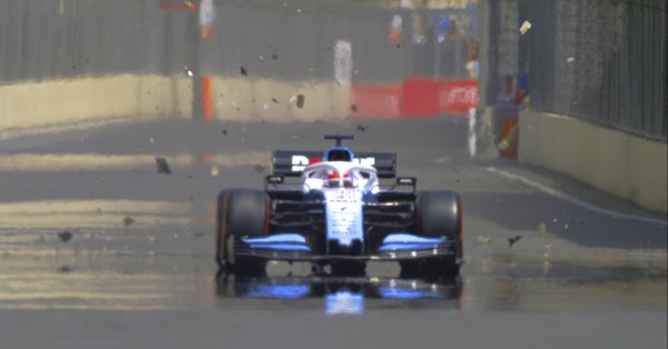 Insólito: Tapa de alcantarilla destrozó el auto Williams del británico George Russell en Baku