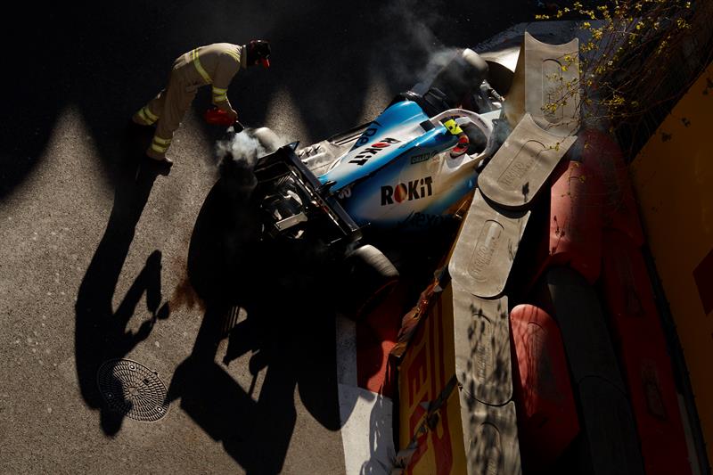 Robert Kubica y Charles Leclerc chocaron con la misma muralla en la qualy del GP de Azerbaiyán