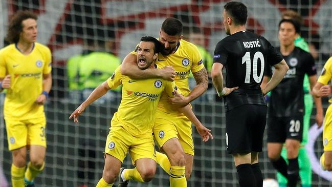 Pedro le dio el empate a Chelsea sobre Eintracht Frankfurt en semis de la Europa League