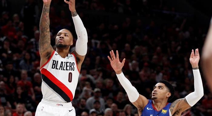 Lillard, McCollum y Hood combinaron 87 puntos en triunfo de Portland ante los Nuggets
