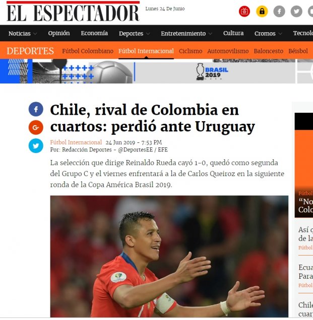 La prensa colombiana y el choque con Chile en la Copa América: Con Rueda en el horizonte