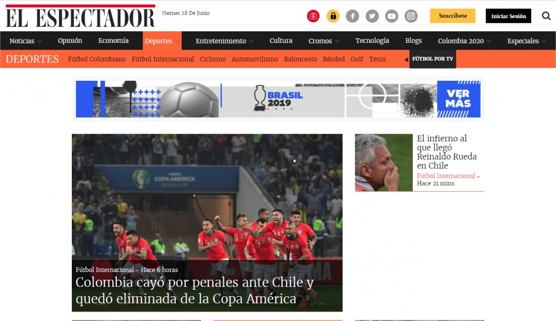 Medios colombianos reaccionaron con resignación al triunfo de Chile en Copa América