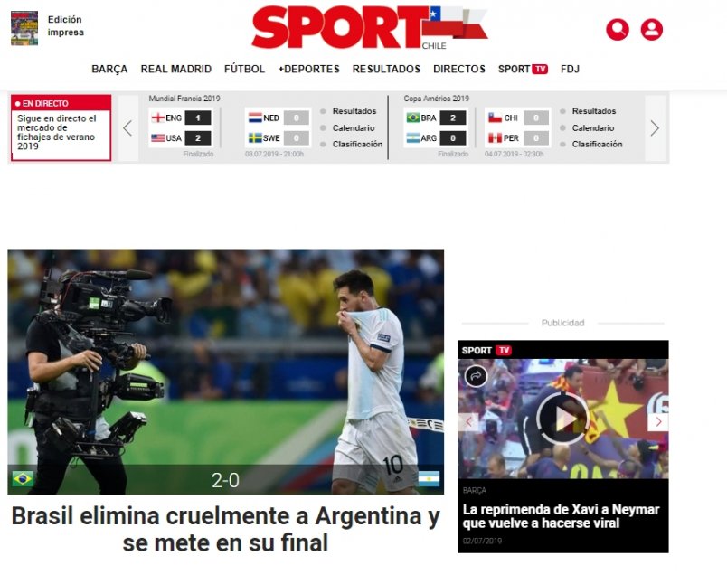 “Eliminación cruel”: Las portadas de los medios internacionales por caída de Argentina ante Brasil