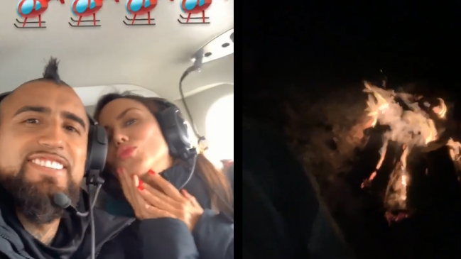 El romántico viaje en helicóptero de Arturo Vidal y Sonia Isaza