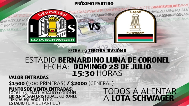 “Todos a alentar a Lota Schwager”: El especial cartel para el nuevo clásico de Coronel