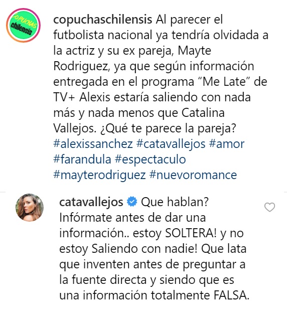 Catalina Vallejos desmintió supuesto romance con Alexis Sánchez
