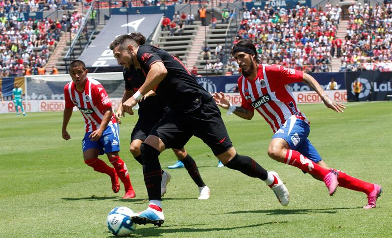 Atlético de Madrid reaccionó sobre el final para vencer a San Luis de México