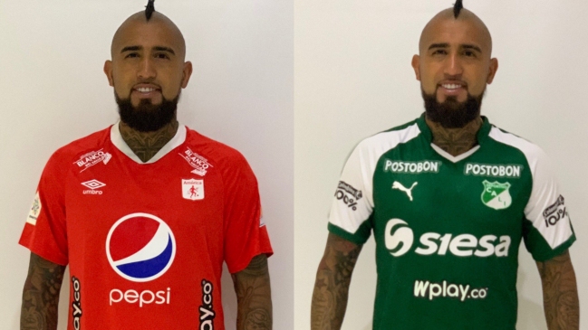 Arturo Vidal recibió camisetas de América y Deportivo Cali como regalos