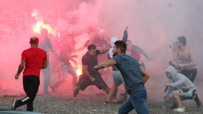 El clásico en Albania terminó con esta colosal batalla campal