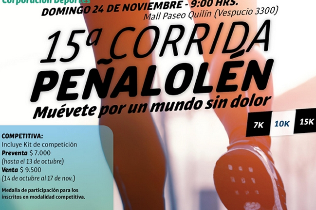 15ª Corrida de Peñalolén se realizará el 24 de noviembre