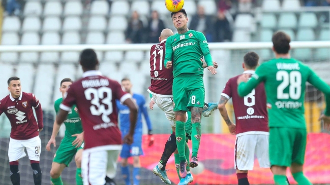 Fiorentina de Erick Pulgar perdió ante Torino y sumó su cuarta caída consecutiva en la Serie A