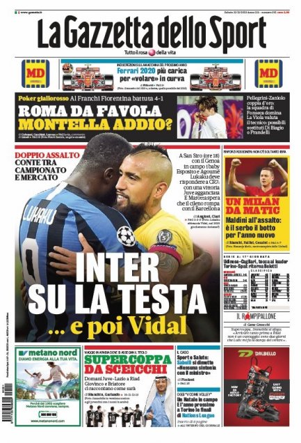 Se acerca a Inter: Las portadas de medios italianos con Arturo Vidal como protagonista
