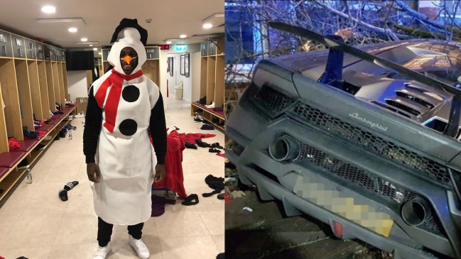Jugador de West Ham United chocó su Lamborghini disfrazado de muñeco de nieve