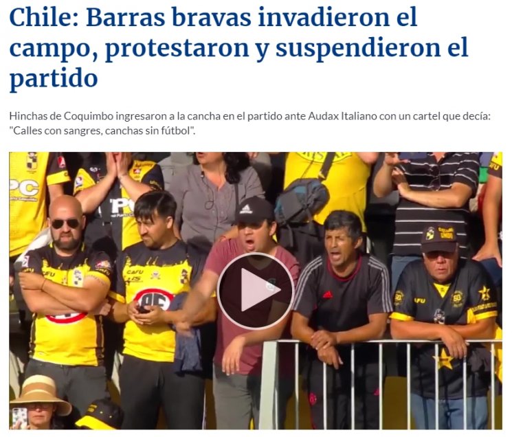 Así informó la prensa internacional la suspensión del partido entre Coquimbo y Audax Italiano
