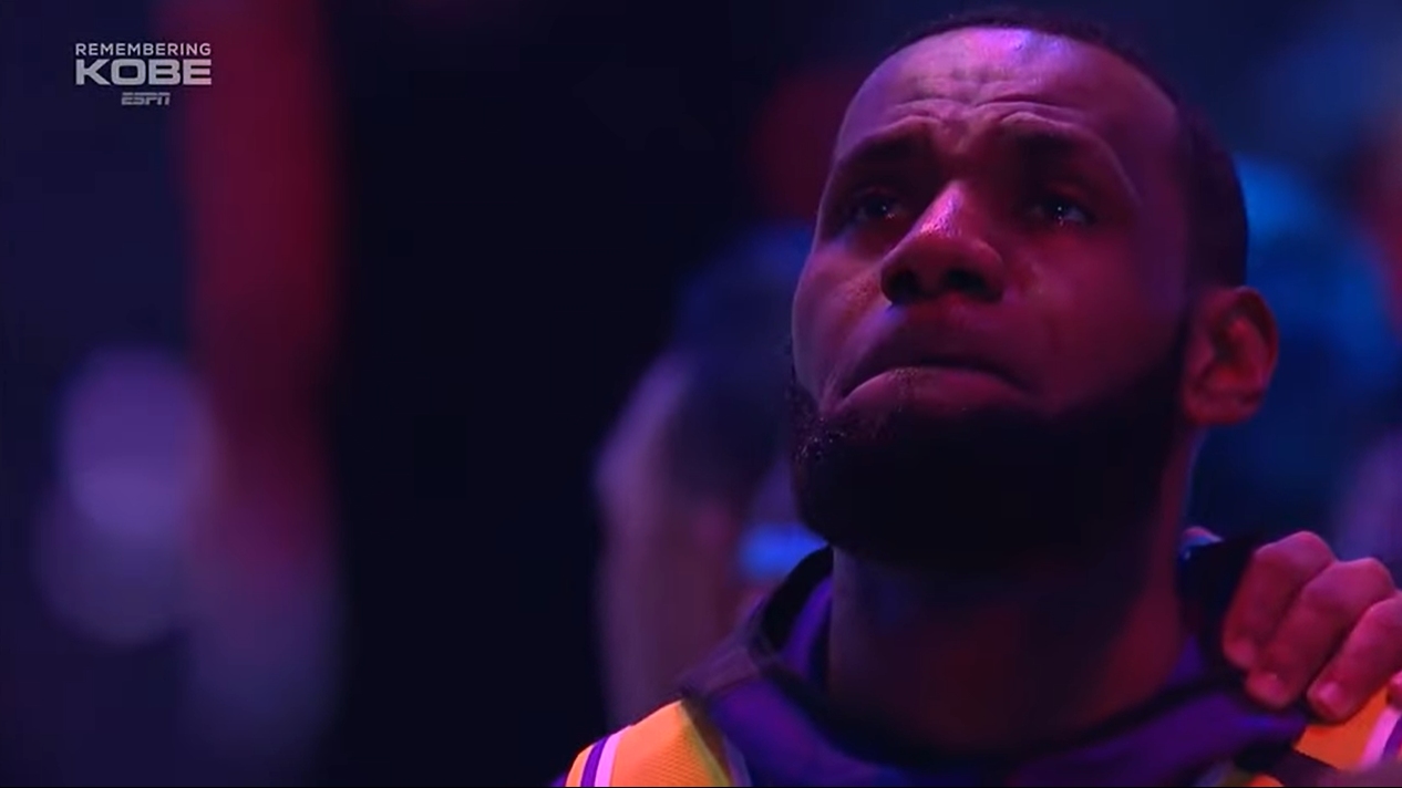 Las lágrimas de LeBron James en la despedida de Los Angeles Lakers a Kobe Bryant
