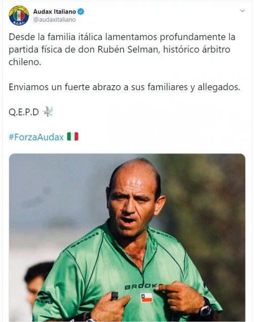 Clubes chilenos lamentaron el deceso del ex árbitro Rubén Selman