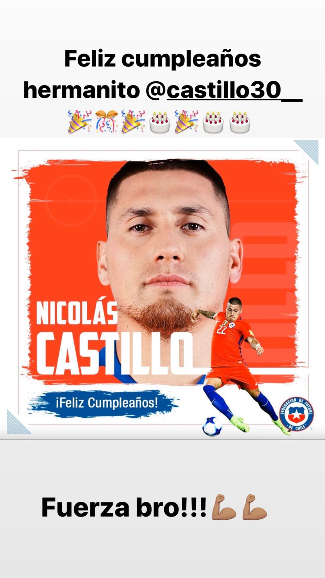 Medel y Vidal saludaron a Castillo por su cumpleaños y le desearon pronta recuperación