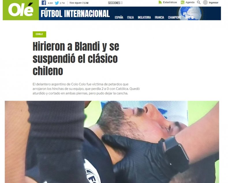 La reacción de medios argentinos por incidentes en el clásico y el impacto que recibió Blandi