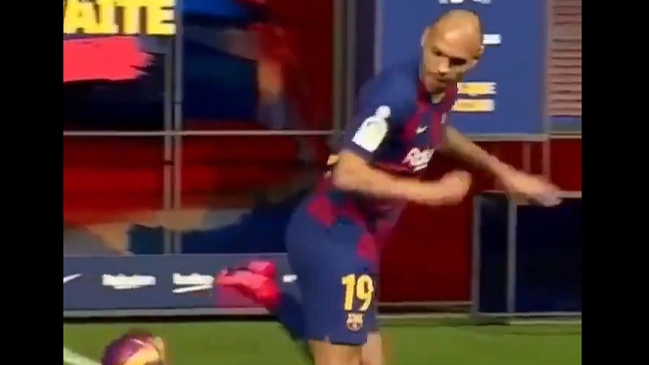El fail de Martin Braithwaite durante su presentación en FC Barcelona