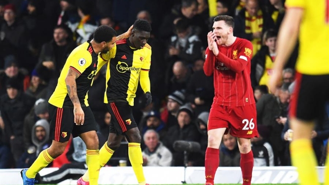 Un sólido Watford aprovechó los errores de un Liverpool para ganar y romper el invicto
