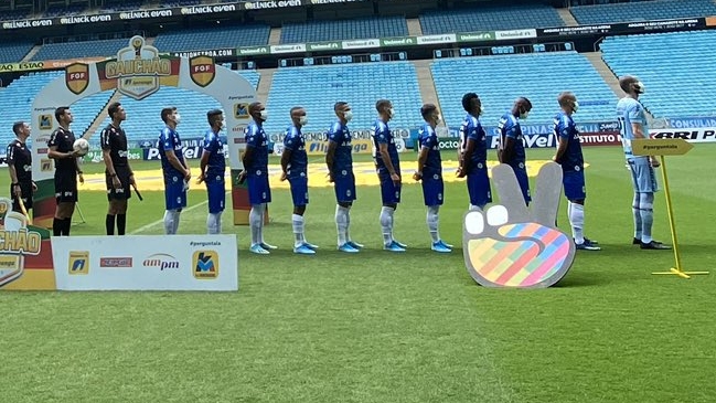 El DT y jugadores de Gremio usaron mascarillas en protesta por la realización del partido