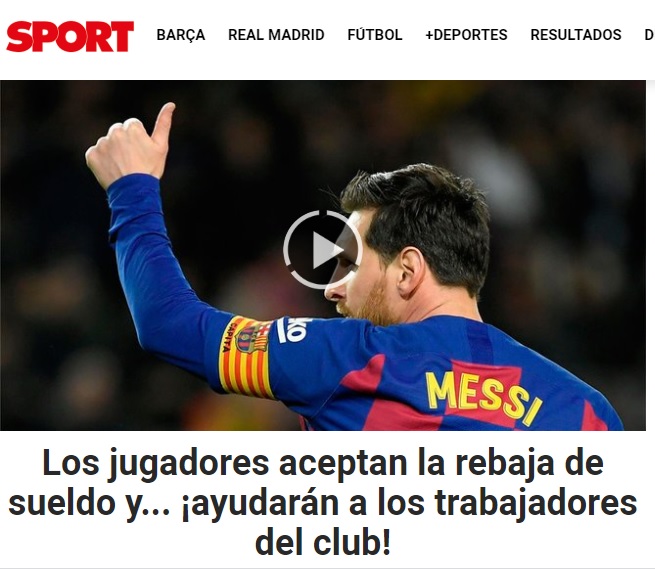 Rebaja de sueldos en plantel de Barcelona acaparó portadas de la prensa mundial