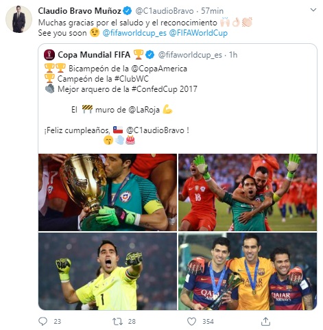 Desde la FIFA a la Premier League: Los saludos a Claudio Bravo por su cumpleaños 37